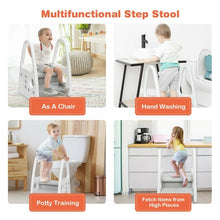 Load image into Gallery viewer, Kids Step Stool Learning Helper with Armrest for Kitchen Toilet Potty Training
