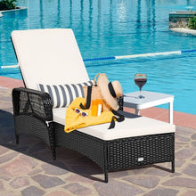 Load image into Gallery viewer, PE Rattan Armrest Chaise Lounge Chair with Adjustable Pillow
