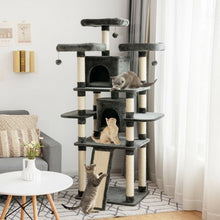 Load image into Gallery viewer, 67&quot; Multi-Level Cat Tree with Cozy Perches Kittens Play House-Dark Gray
