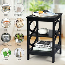 Load image into Gallery viewer, 3-tier Nightstand Sofa Side End Accent Table-Black
