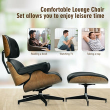 Load image into Gallery viewer, Mid Century Swivel Lounge Chair and Ottoman Set with Aluminum Alloy Base-Black
