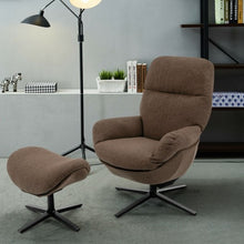 Load image into Gallery viewer, Modern Swivel Rocking Chair and Ottoman Set with Aluminum Alloy Base-Coffee
