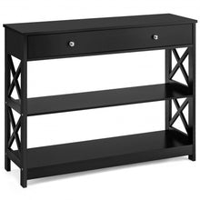 Load image into Gallery viewer, Console Accent Table with Drawer and Shelves -Black
