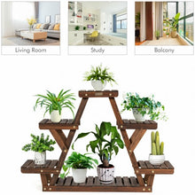 Load image into Gallery viewer, Wood Plant Stand Triangular Shelf 6 Pots Flower Shelf
