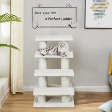 Load image into Gallery viewer, 4-Step Pet Stairs Carpeted Ladder Ramp Scratching Post Cat Tree Climber
