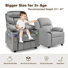 Load image into Gallery viewer, Adjustable Lounge Chair with Footrest and Side Pockets for Children-Gray
