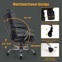 Load image into Gallery viewer, 500 Pounds Big and Tall High Back Adjustable Leather Office Chair Task Chair
