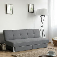 Load image into Gallery viewer, Convertible Futon Sofa Bed Adjustable Couch Sleeper with Two Drawers Grey
