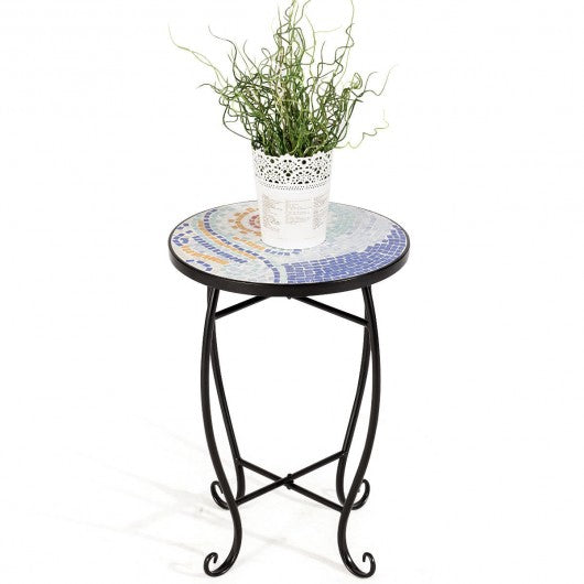 Outdoor Indoor Steel Accent Plant Stand Cobalt Table-Green