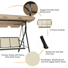 Load image into Gallery viewer, Outdoor Patio Swing Canopy 3 Person Canopy Swing Chair-Brown
