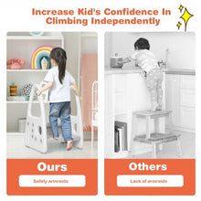 Load image into Gallery viewer, Kids Step Stool Learning Helper with Armrest for Kitchen Toilet Potty Training
