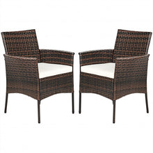 Load image into Gallery viewer, 2 Pieces Rattan Arm Dining Chair Cushioned Sofa Furniture Patio
