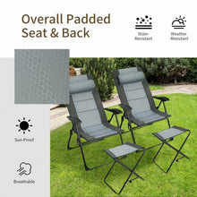 Load image into Gallery viewer, Set of 2 Patiojoy Patio Folding Dining Chair with Ottoman Set Recliner Adjustable-Gray
