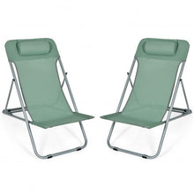 Load image into Gallery viewer, Portable Beach Chair Set of 2 with Headrest -Green
