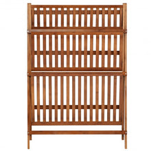 Load image into Gallery viewer, 3 Tier Folding Bamboo Flower Shelf -Brown
