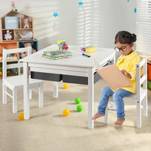 Load image into Gallery viewer, 5-in-1 Kids Activity Table and 2 Chairs Set with Storage Building Block Table-White
