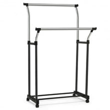 Load image into Gallery viewer, Double Rail Adjustable Clothing Garment Rack with Wheels

