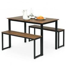 Load image into Gallery viewer, 3-Piece Kitchen Dining Table Set with 2 Benches for Limited Space -Natural
