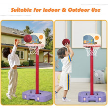 Load image into Gallery viewer, 2 in 1 Kids Basketball Hoop Stand with Ring Toss and Storage Box-Purple
