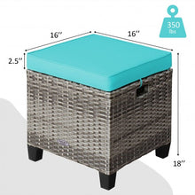 Load image into Gallery viewer, 2PCS Patio Rattan Wicker Ottoman Seat with Removable Cushions Without Blower-Turquoise
