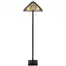 Load image into Gallery viewer, Tiffany-Style 2 Light Floor Lamp with 18&quot; Stained Glass Shade
