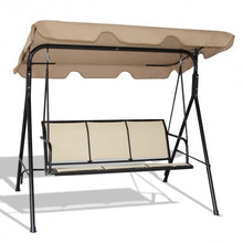 Load image into Gallery viewer, Outdoor Patio Swing Canopy 3 Person Canopy Swing Chair-Brown
