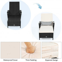 Load image into Gallery viewer, PE Rattan Armrest Chaise Lounge Chair with Adjustable Pillow
