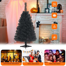 Load image into Gallery viewer, 3 Feet Unlit Artificial Christmas Halloween Mini Tree with Plastic Stand-Black
