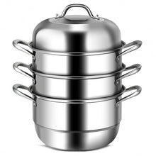 Load image into Gallery viewer, 3 Tier Stainless Steel Cookware Pot Saucepot Steamer
