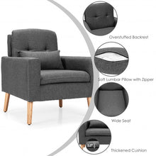 Load image into Gallery viewer, Accent Chair Cushioned Linen Armchair with Waist Pillow Sofa Chair-Gray
