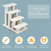 Load image into Gallery viewer, 4-Step Pet Stairs Carpeted Ladder Ramp Scratching Post Cat Tree Climber
