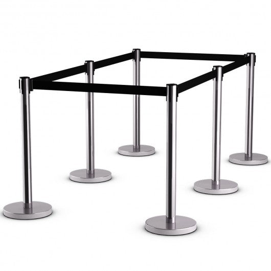 6Pcs Crowd Control Barrier Retractable Queue Pole