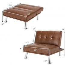 Load image into Gallery viewer, Single Sofa Lounge Chair with Metal Legs and Adjustable Backrest-Brown
