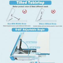 Load image into Gallery viewer, Adjustable Height Study Desk with Drawer and Tilted Desktop for School and Home-Blue
