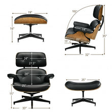 Load image into Gallery viewer, Mid Century Swivel Lounge Chair and Ottoman Set with Aluminum Alloy Base-Black
