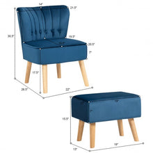 Load image into Gallery viewer, Leisure Chair and Ottoman Thick Padded Tufted Sofa Set-Blue
