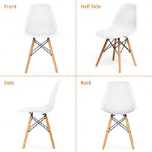 Load image into Gallery viewer, 2 Pcs Modern Plastic Hollow Chair Set with Wood Leg-White
