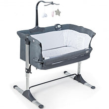 Load image into Gallery viewer, Height Adjustable Baby Side Crib  with Music Box &amp; Toys-Dark Gray
