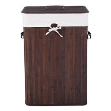 Load image into Gallery viewer, Rectangle Bamboo Hamper Laundry Basket Washing Cloth Bin Storage Bag Lid 3 color-Brown
