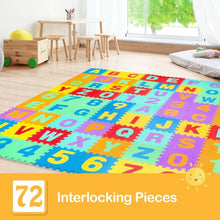 Load image into Gallery viewer, Kids Foam Interlocking Puzzle Play Mat with Alphabet and Numbers 72-Piece Set
