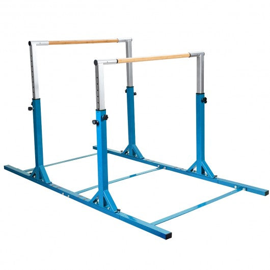 Kids Double Horizontal Bars Gymnastic Training Parallel Bars Adjustable-Blue