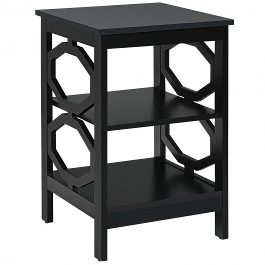 3-tier Nightstand Sofa Side End Accent Table-Black