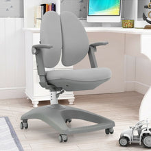 Load image into Gallery viewer, Kids Adjustable Height Depth Study Desk Chair with Sit-Brake Casters-Gray
