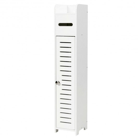 Small Bathroom Storage Corner Floor Cabinet-White