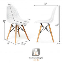 Load image into Gallery viewer, 2 Pcs Modern Plastic Hollow Chair Set with Wood Leg-White
