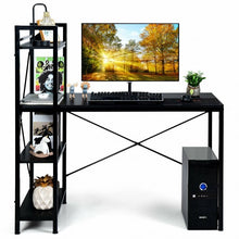 Load image into Gallery viewer, 47.5&quot; Writing Study Computer Desk with 4-Tier Shelves-Black
