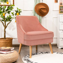 Load image into Gallery viewer, Velvet Upholstered Accent Chair with Rubber Wood Legs-Pink
