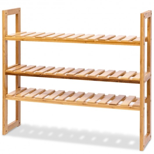 Multifunctional 3 Bamboo Adjustable Utility Storage Stand Rack