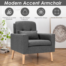 Load image into Gallery viewer, Accent Chair Cushioned Linen Armchair with Waist Pillow Sofa Chair-Gray
