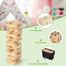 Load image into Gallery viewer, 54 Pcs Giant Wooden Tumbling Timber Toy with Carrying Bag
